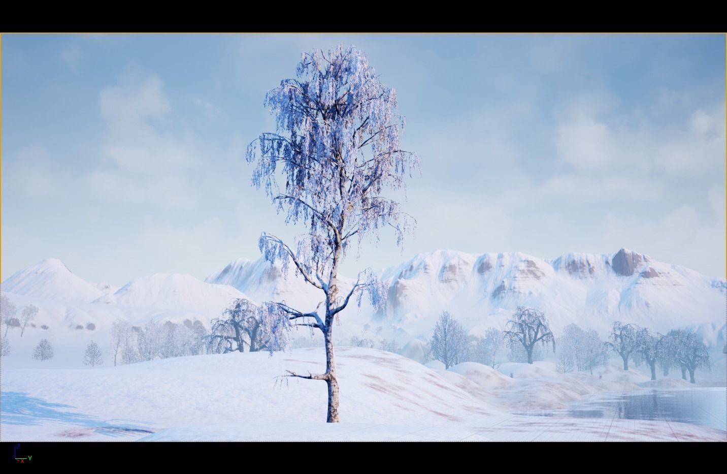 Winter Trees with Snow 3D model_5