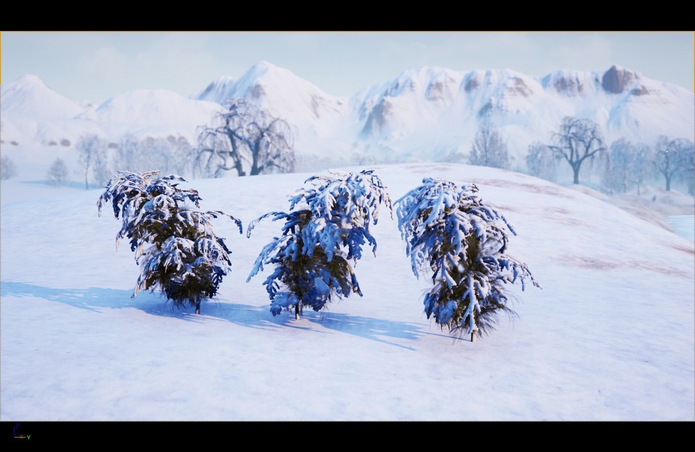 Winter Trees with Snow 3D model_10