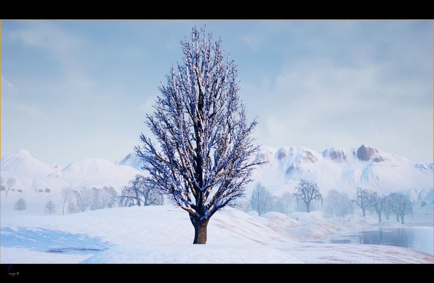Winter Trees with Snow 3D model_6