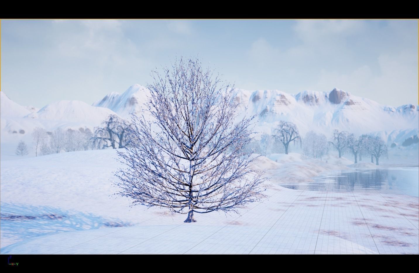 Winter Trees with Snow 3D model_7