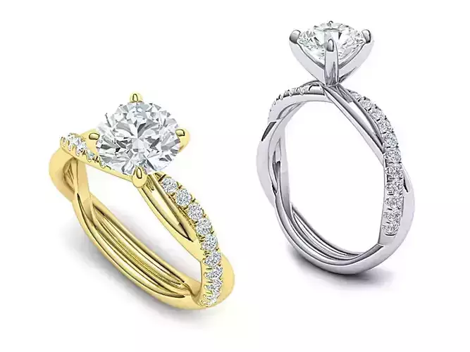 gorgeous rope style twisted engagement ring 3dmodel N0335 3D print model