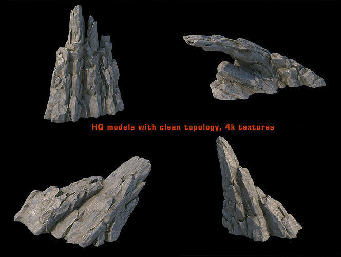 V-Ray render ready fantasy rocks kit  Low-poly 3D model