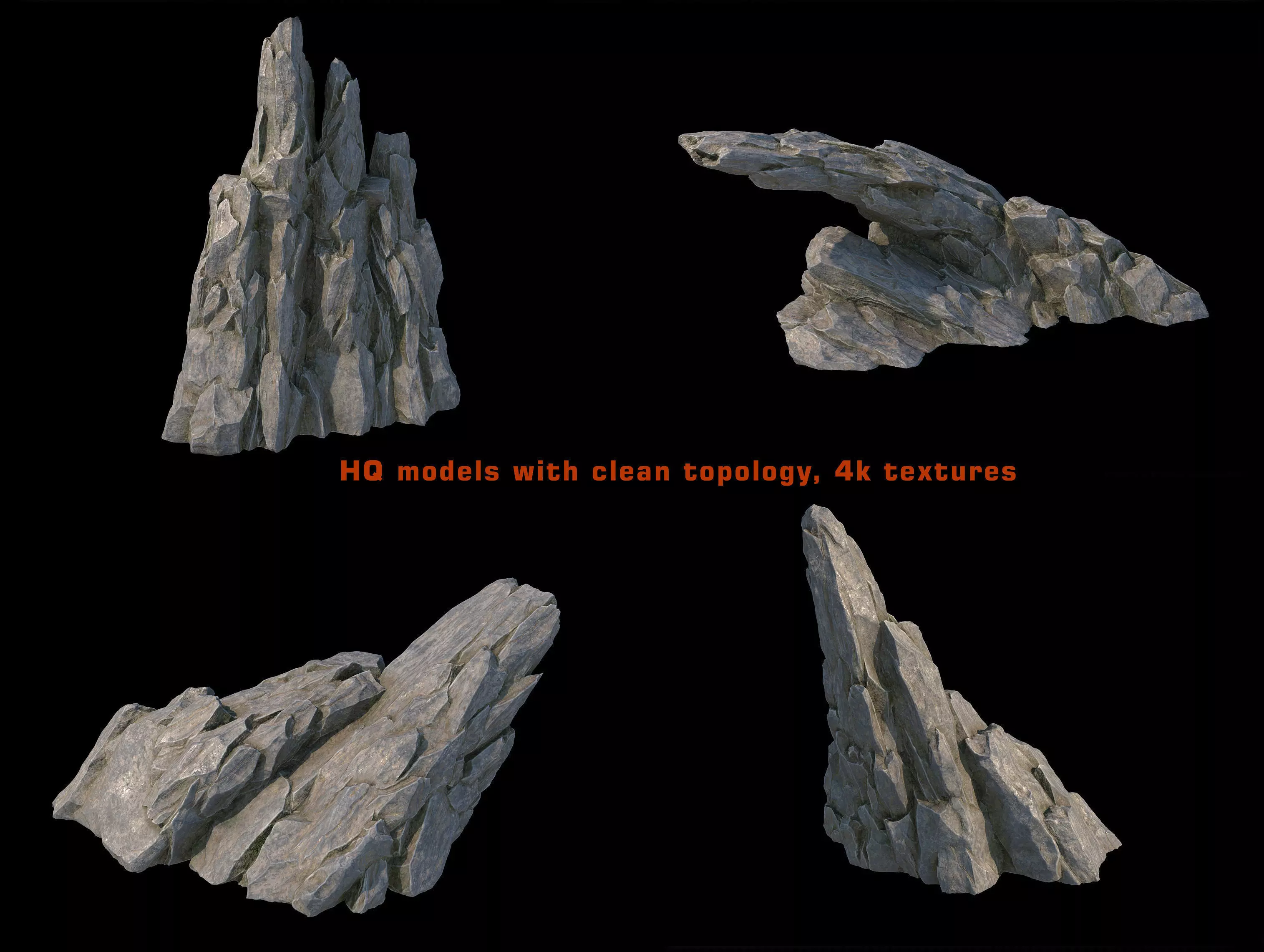 V-Ray render ready fantasy rocks kit Low-poly 3D model