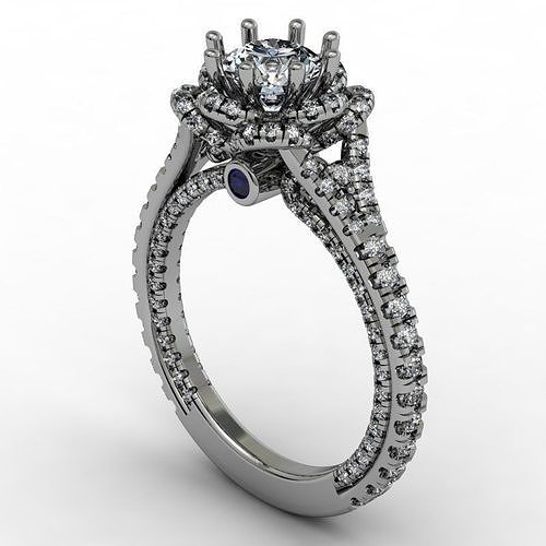 Flower head fantasy engagement ring 3D print model