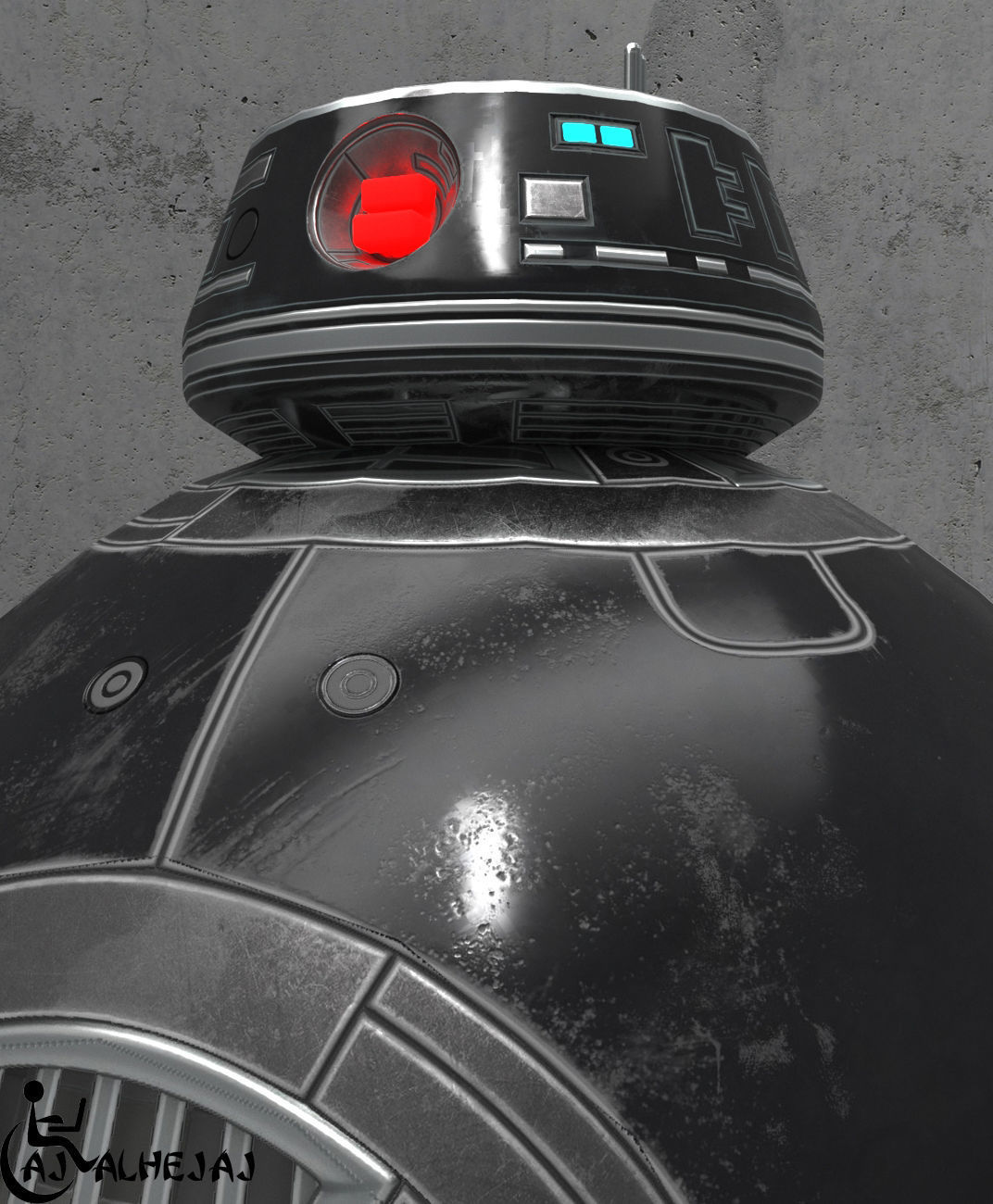 BB-9E Star Wars droid Free low-poly 3D model_9