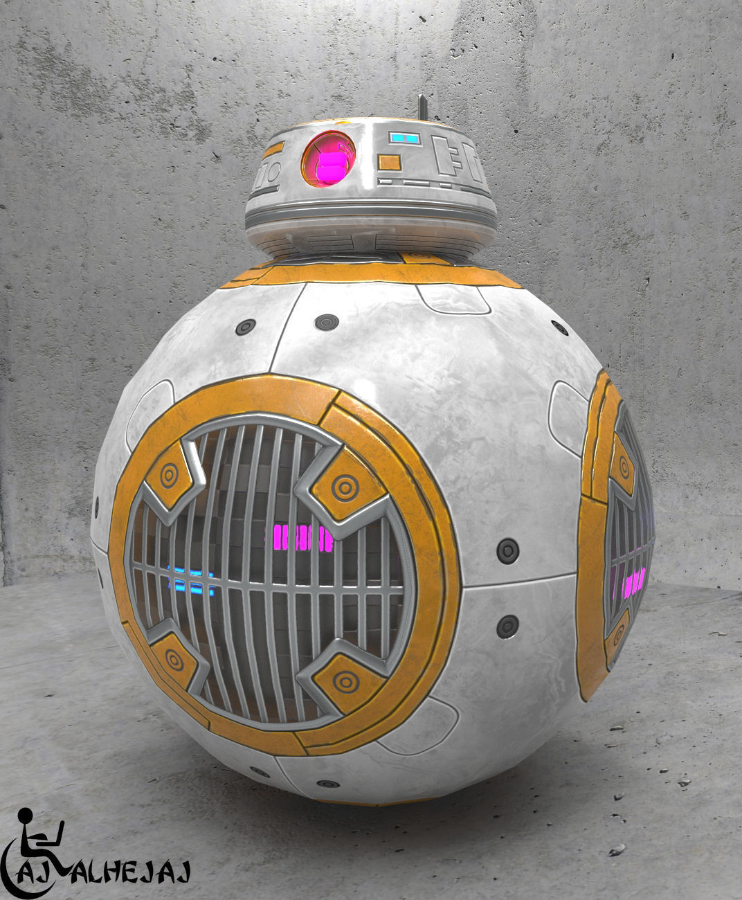 BB-9E Star Wars droid Free low-poly 3D model_7