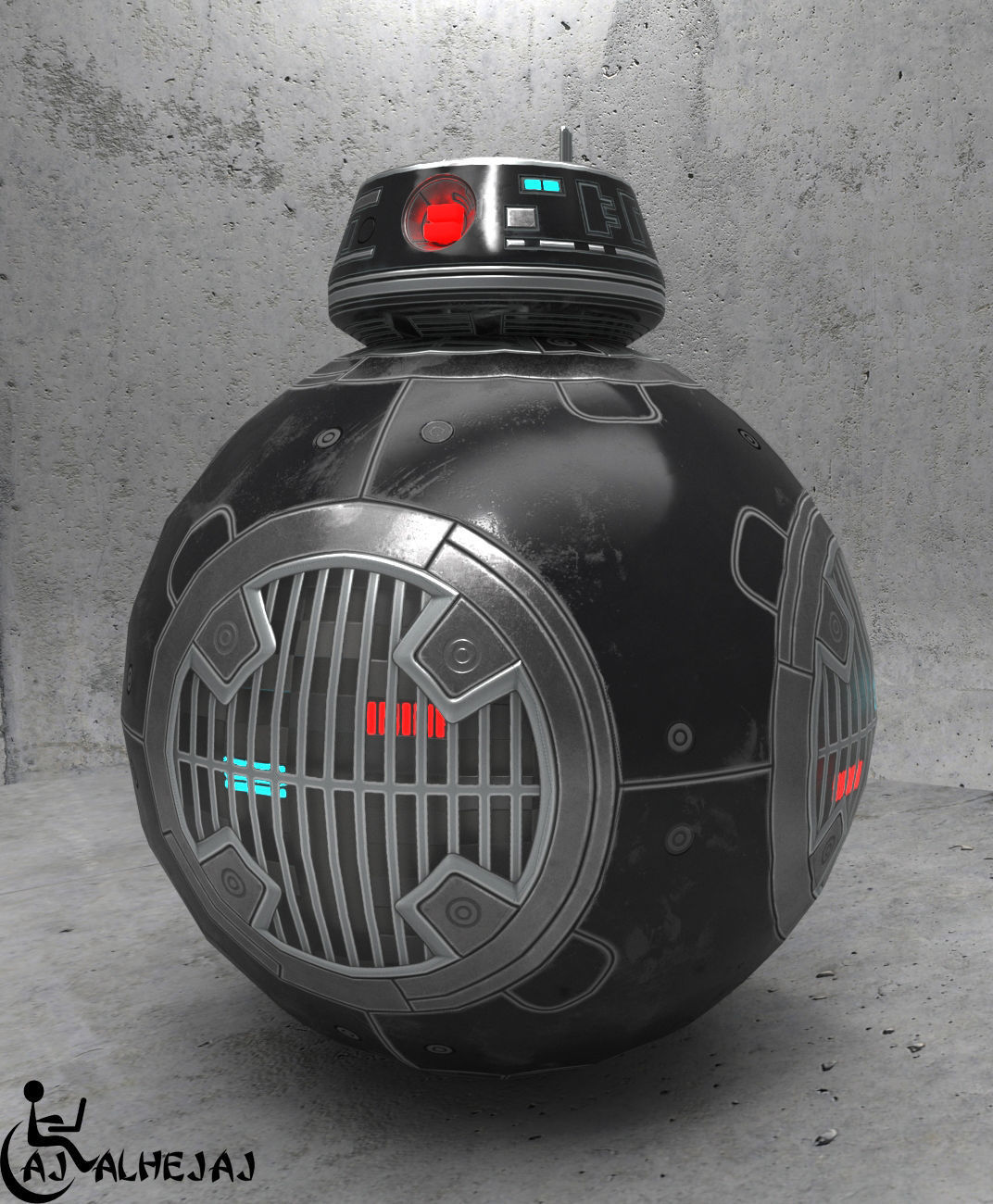BB-9E Star Wars droid Free low-poly 3D model_2