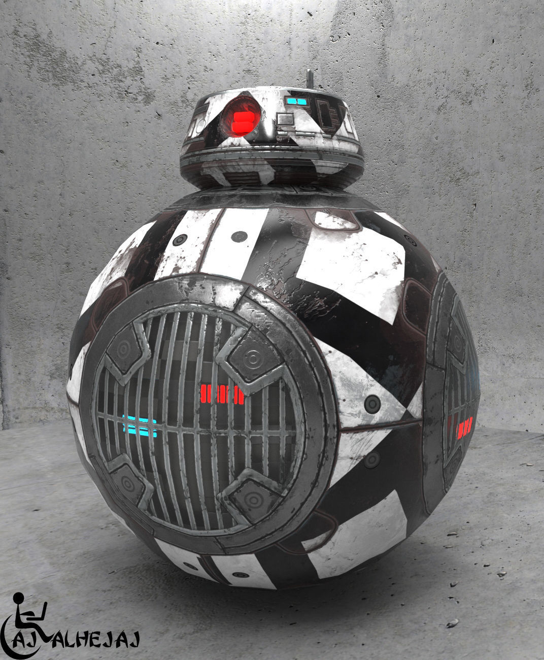BB-9E Star Wars droid Free low-poly 3D model_6