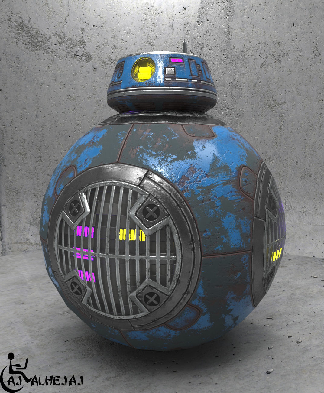 BB-9E Star Wars droid Free low-poly 3D model_4