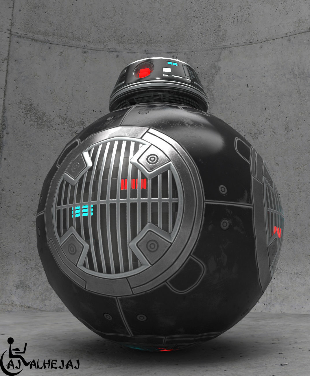 BB-9E Star Wars droid Free low-poly 3D model_8