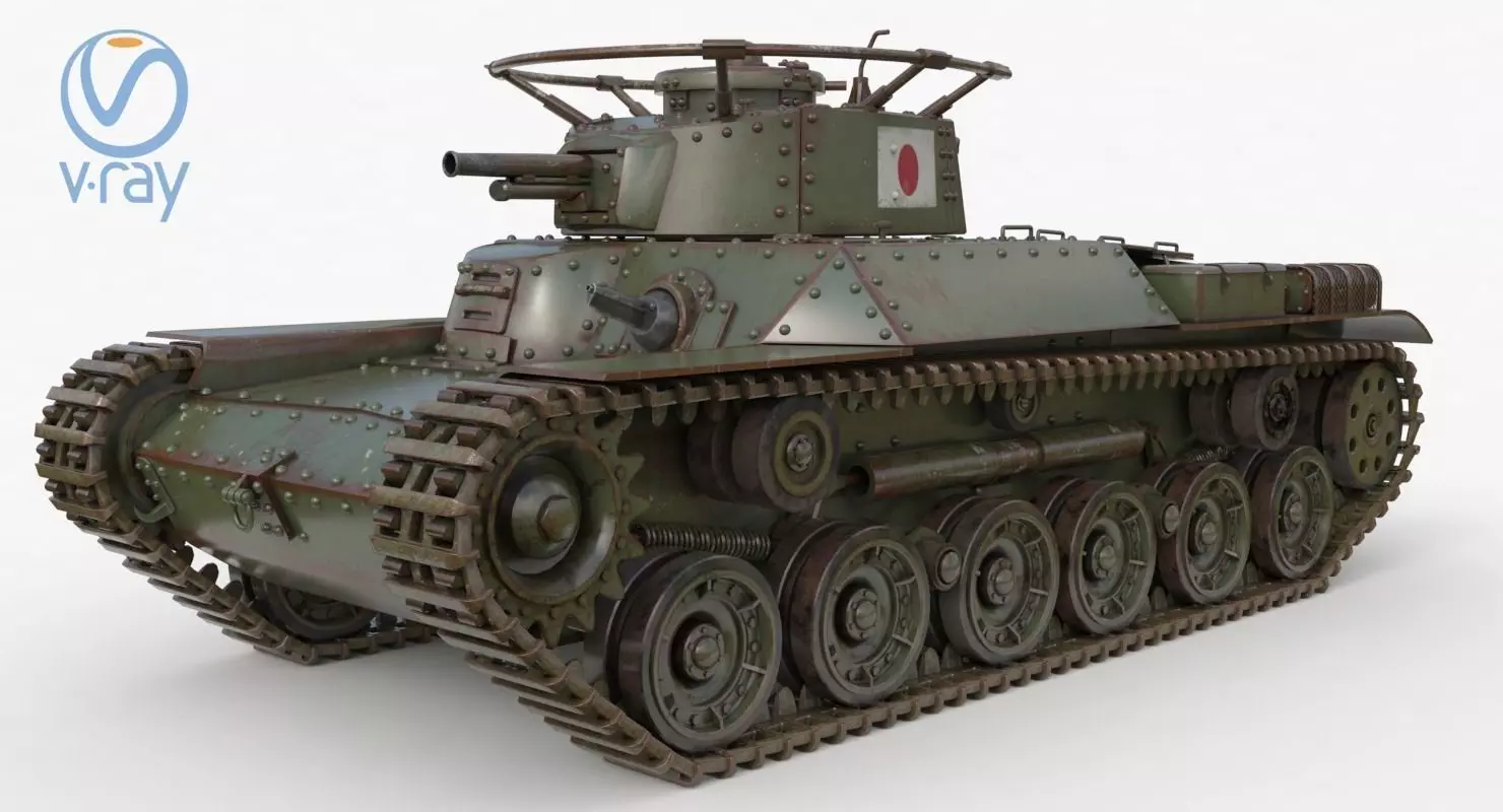 Tank Type 97 Chi Ha Green Japan Vray 3D model_0