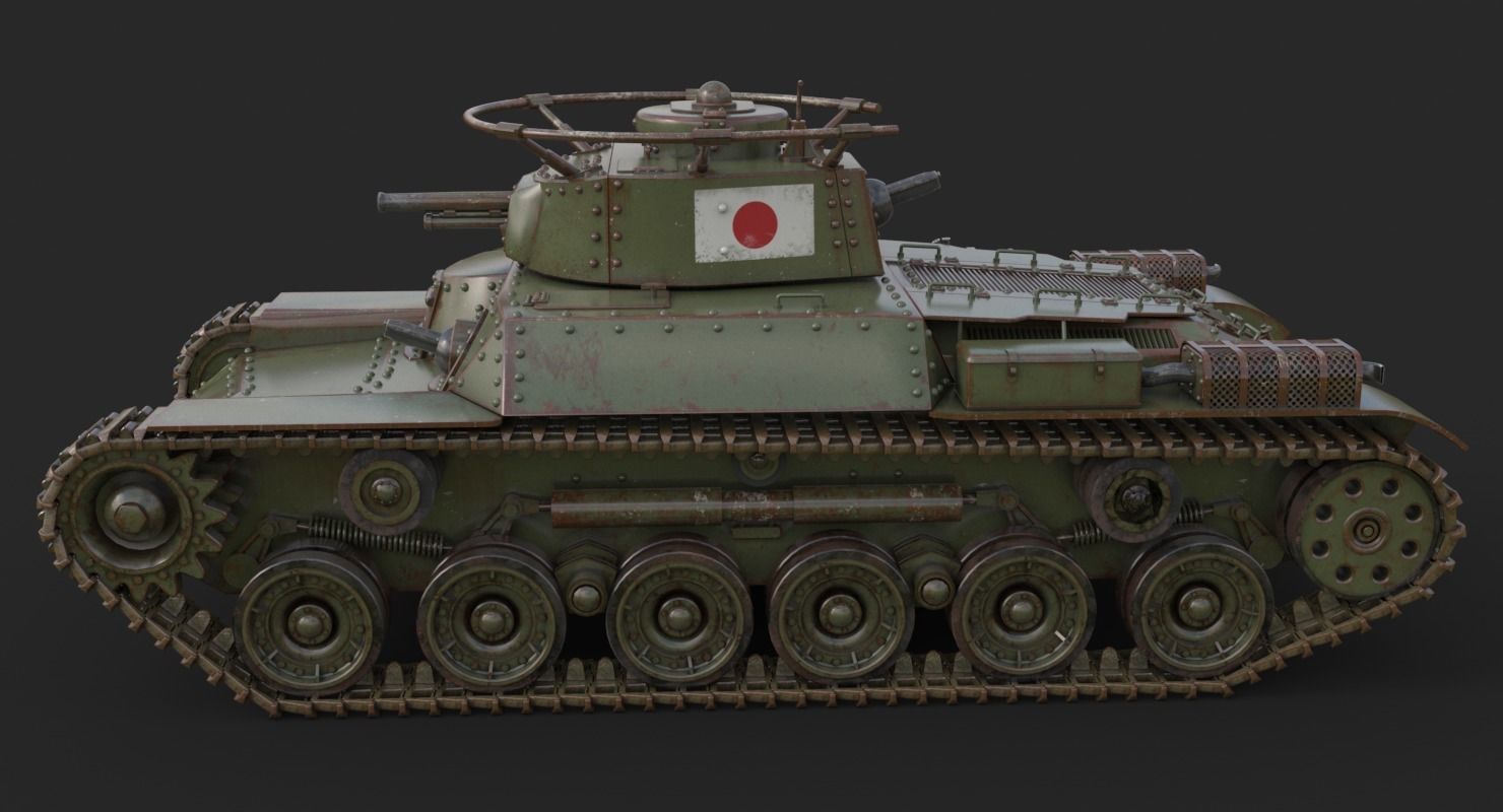 Tank Type 97 Chi Ha Green Japan Vray 3D model_4