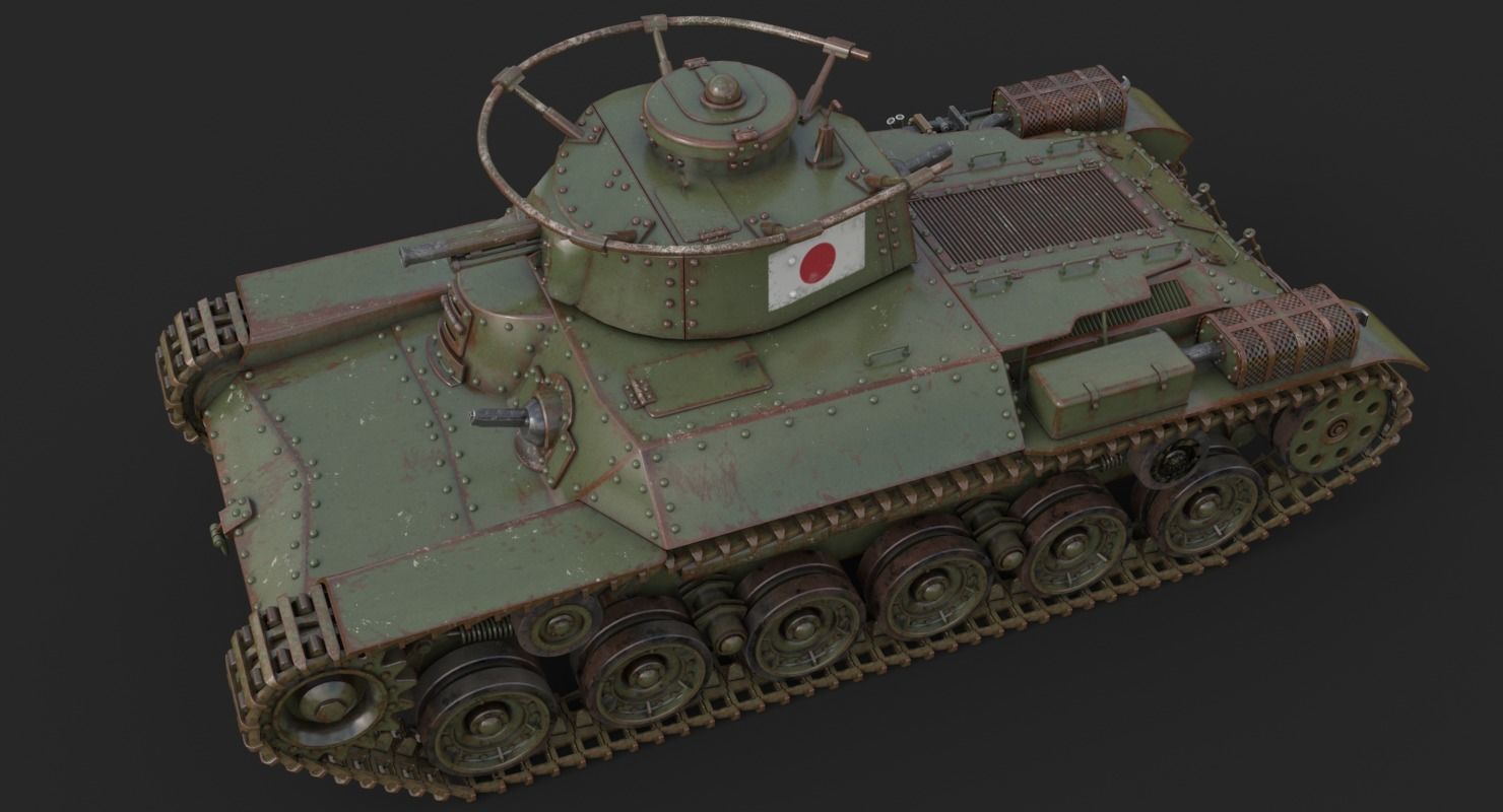 Tank Type 97 Chi Ha Green Japan Vray 3D model_3