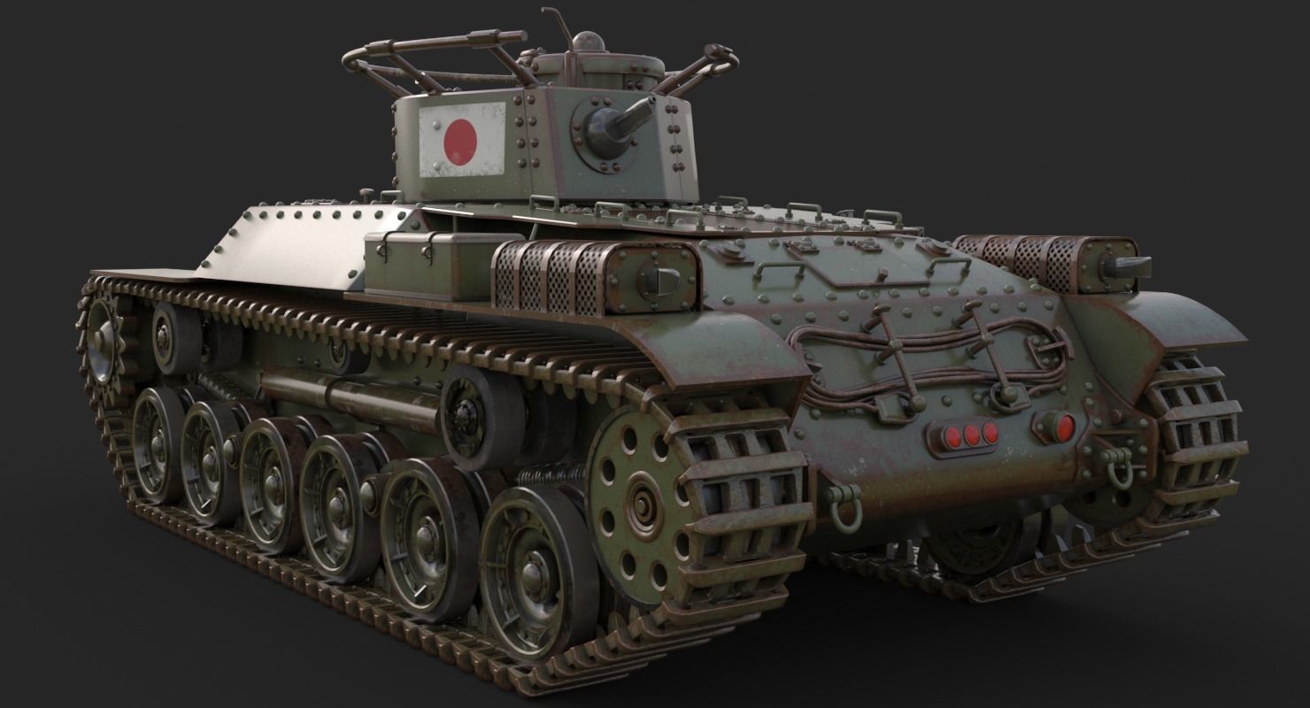 Tank Type 97 Chi Ha Green Japan Vray 3D model_5