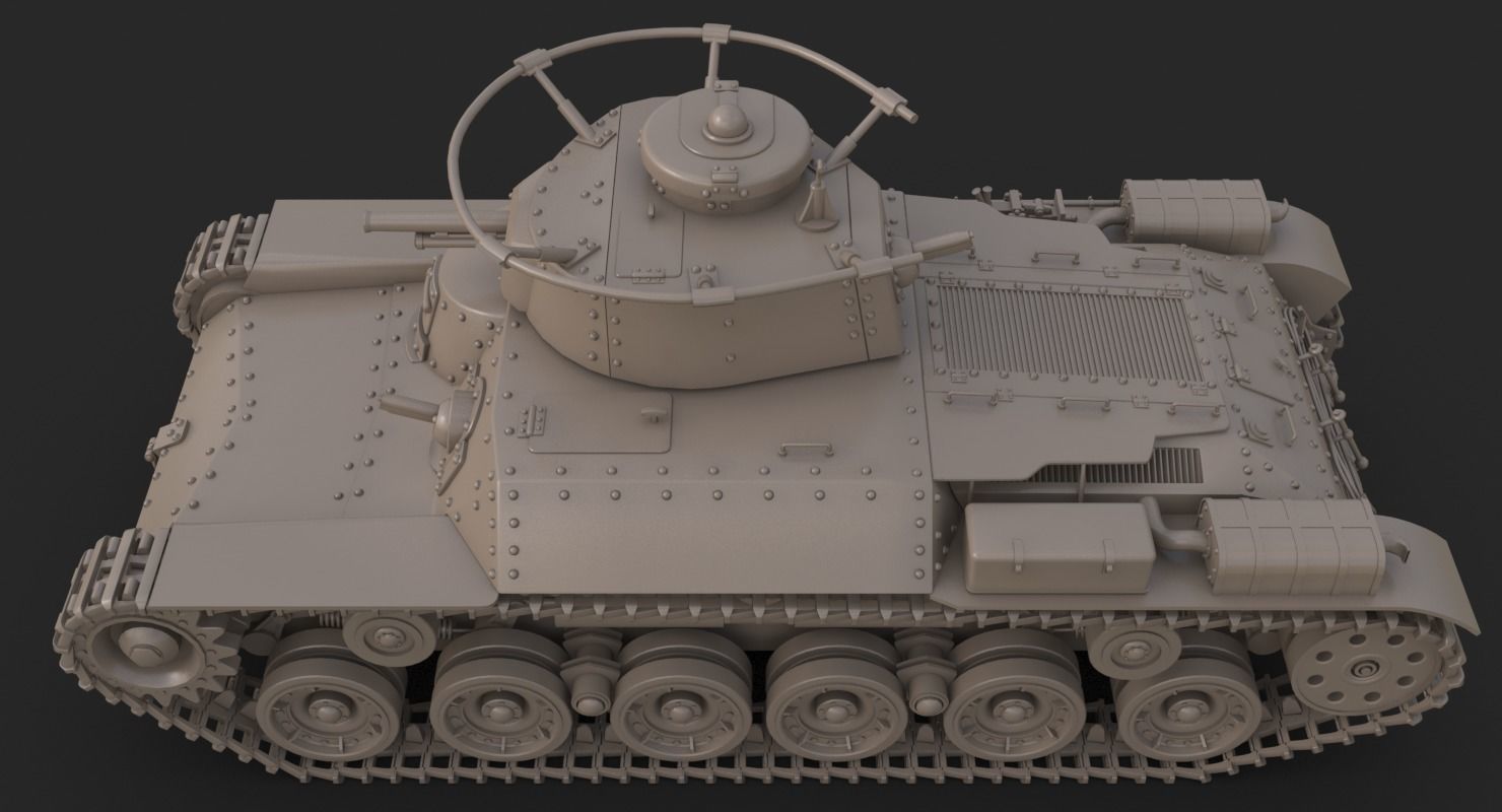 Tank Type 97 Chi Ha Green Japan Vray 3D model_20