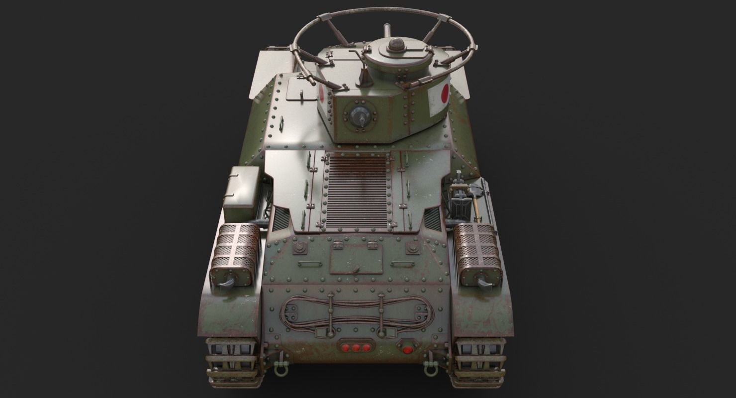 Tank Type 97 Chi Ha Green Japan Vray 3D model_6