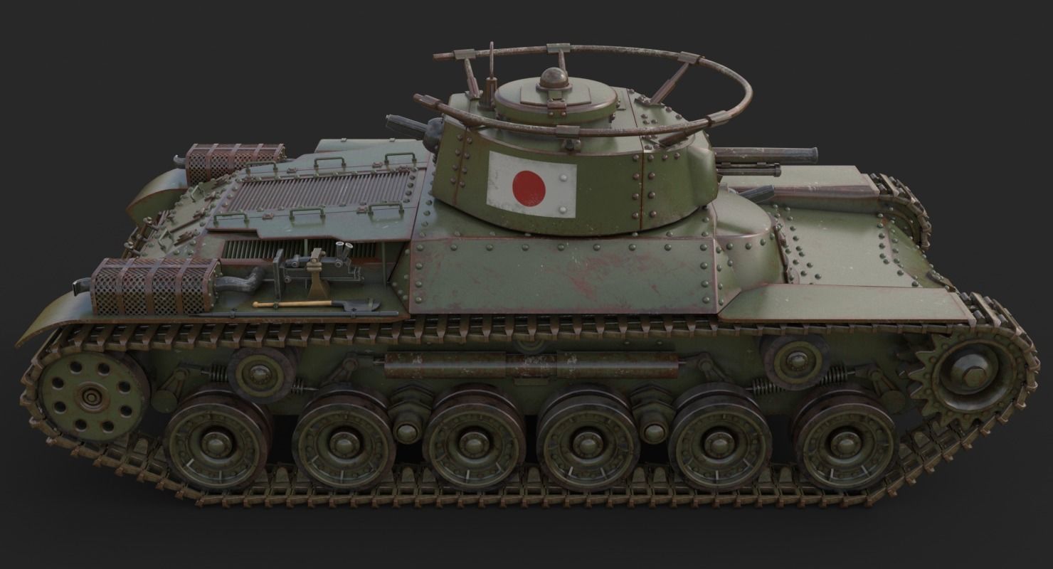 Tank Type 97 Chi Ha Green Japan Vray 3D model_8