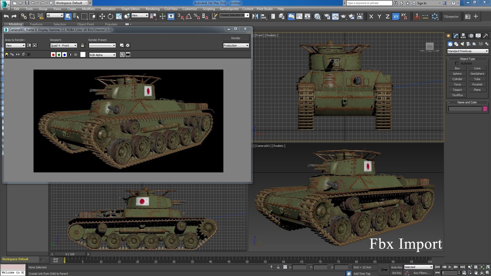 Tank Type 97 Chi Ha Green Japan Vray 3D model_25