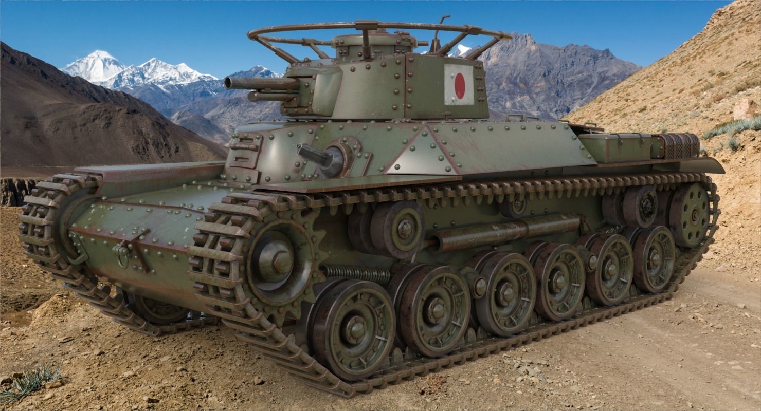 Tank Type 97 Chi Ha Green Japan Vray 3D model_1