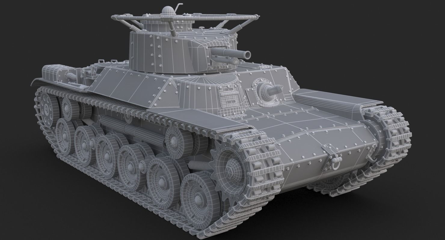 Tank Type 97 Chi Ha Green Japan Vray 3D model_16