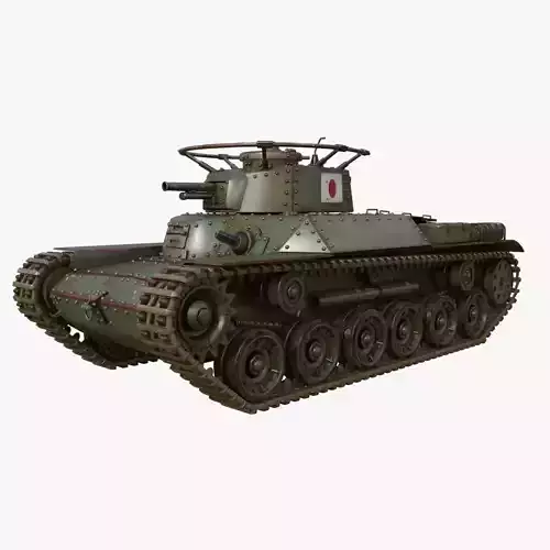 Tank Type 97 Chi Ha Green Japan Mental ray 3D model