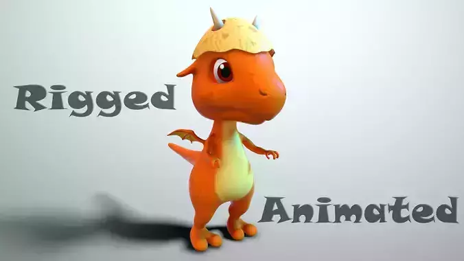Cartoon baby dragon Low-poly 3D model