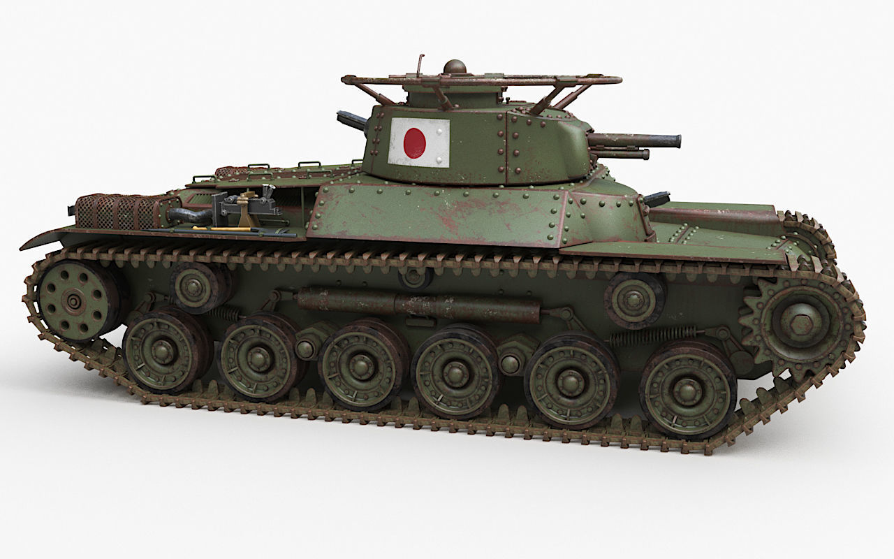 Tank Type 97 Chi Ha Green Japan Corona 3D model_37