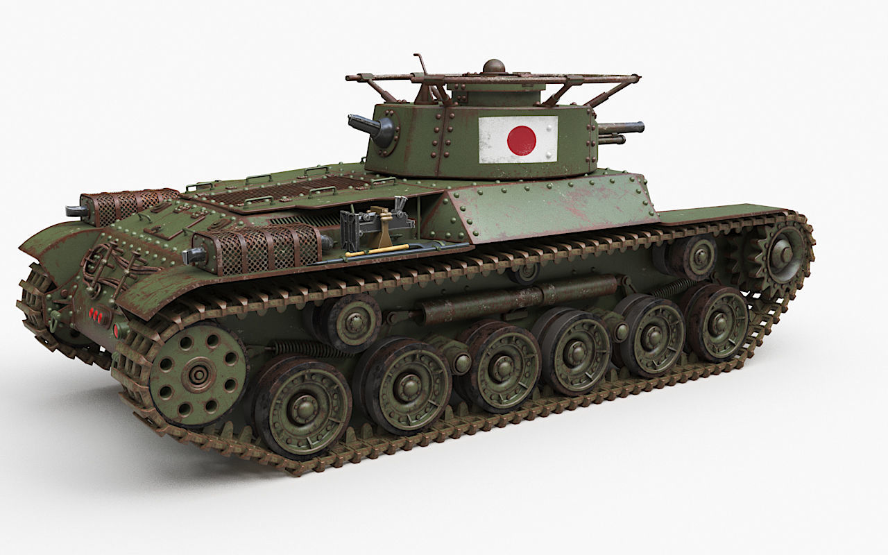 Tank Type 97 Chi Ha Green Japan Corona 3D model_42