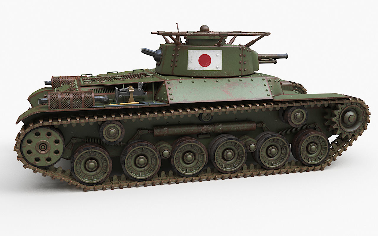 Tank Type 97 Chi Ha Green Japan Corona 3D model_40