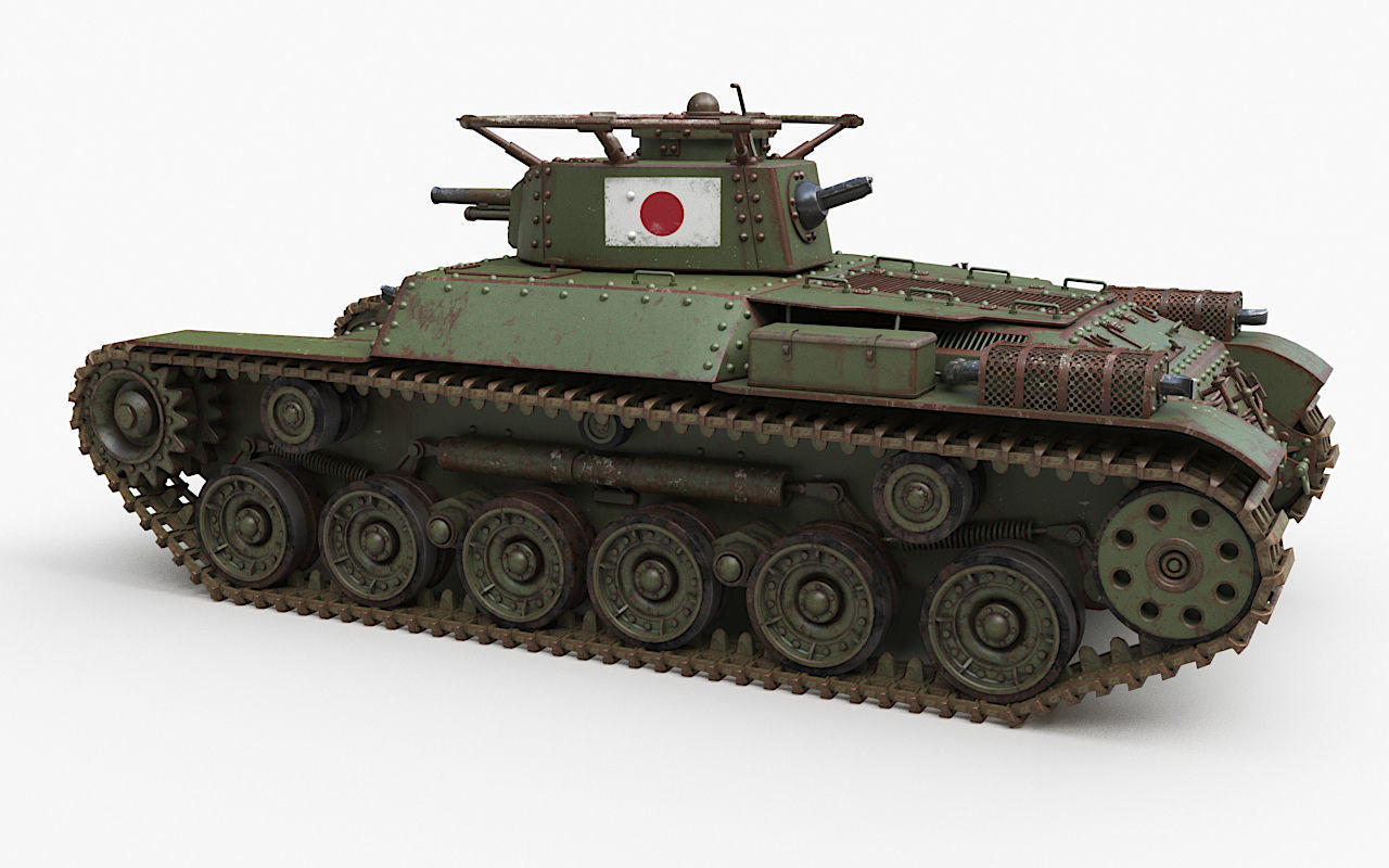 Tank Type 97 Chi Ha Green Japan Corona 3D model_54