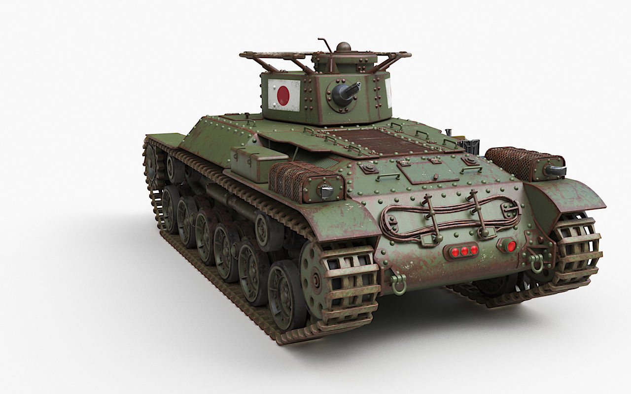 Tank Type 97 Chi Ha Green Japan Corona 3D model_50
