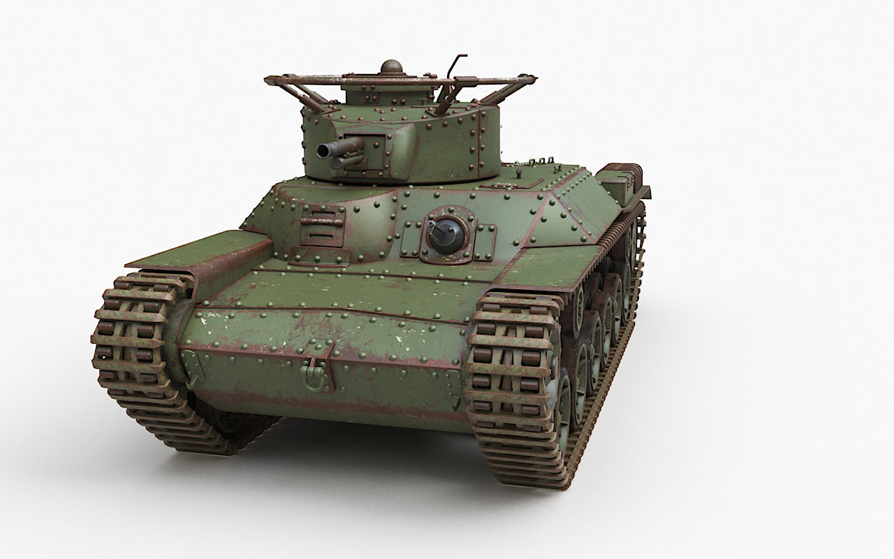 Tank Type 97 Chi Ha Green Japan Corona 3D model_28