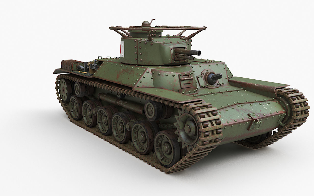 Tank Type 97 Chi Ha Green Japan Corona 3D model_33