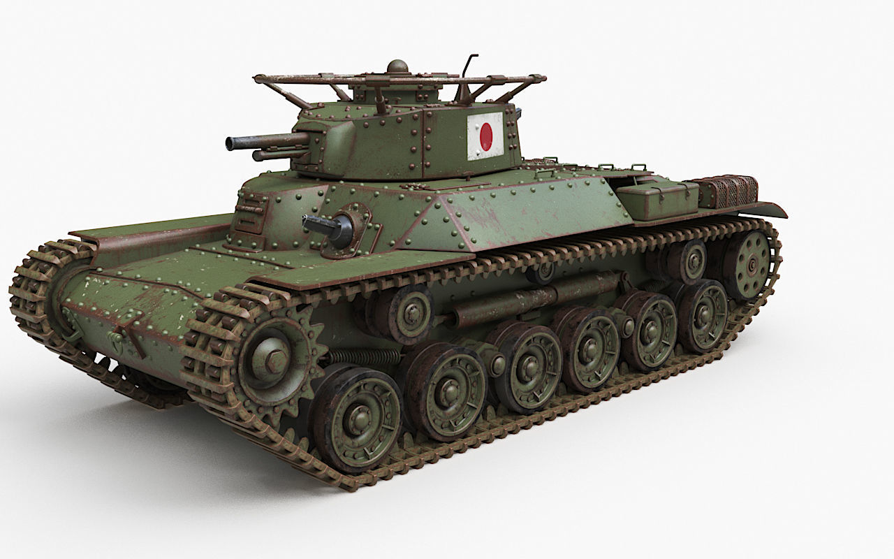 Tank Type 97 Chi Ha Green Japan Corona 3D model_25