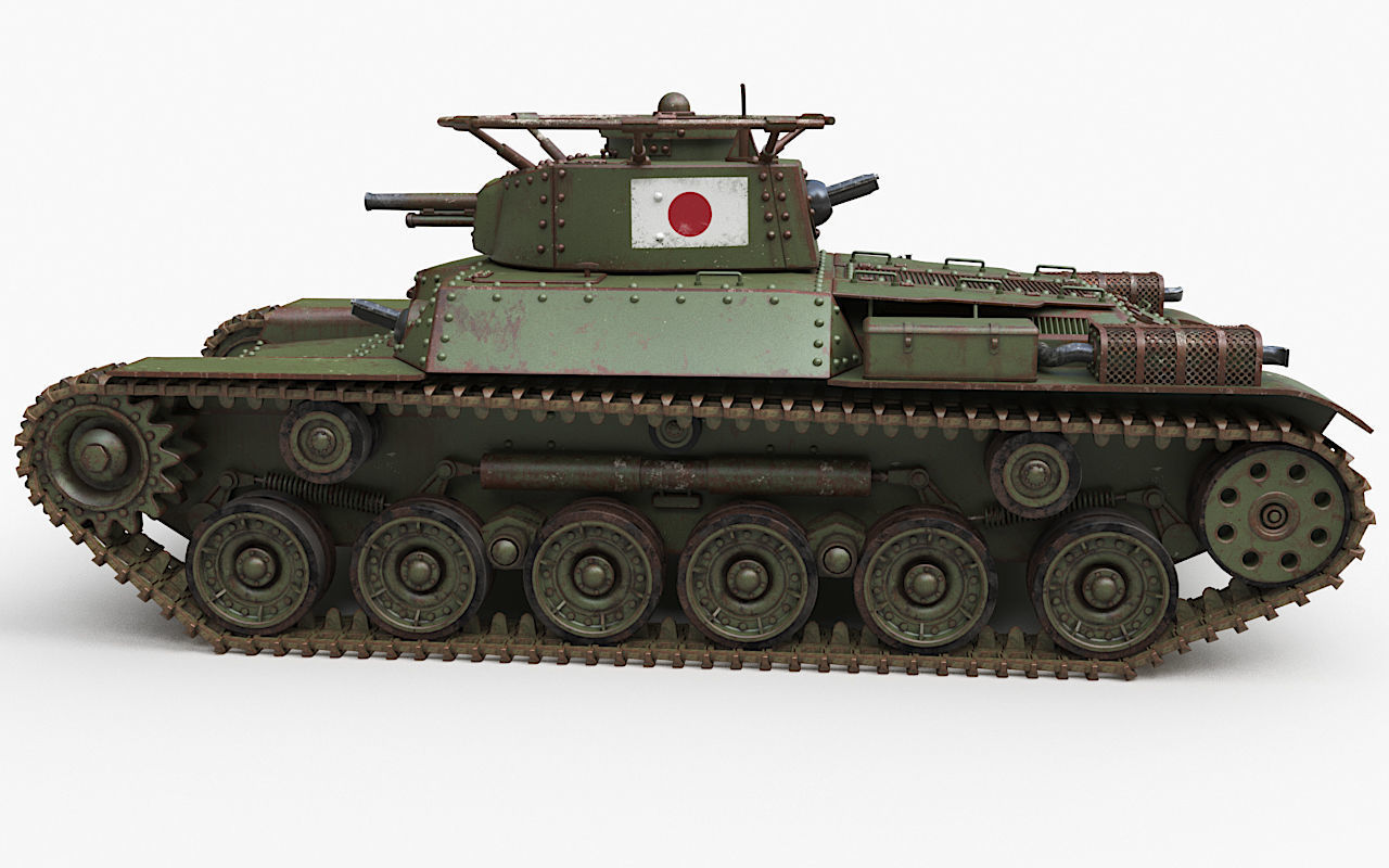 Tank Type 97 Chi Ha Green Japan Corona 3D model_56