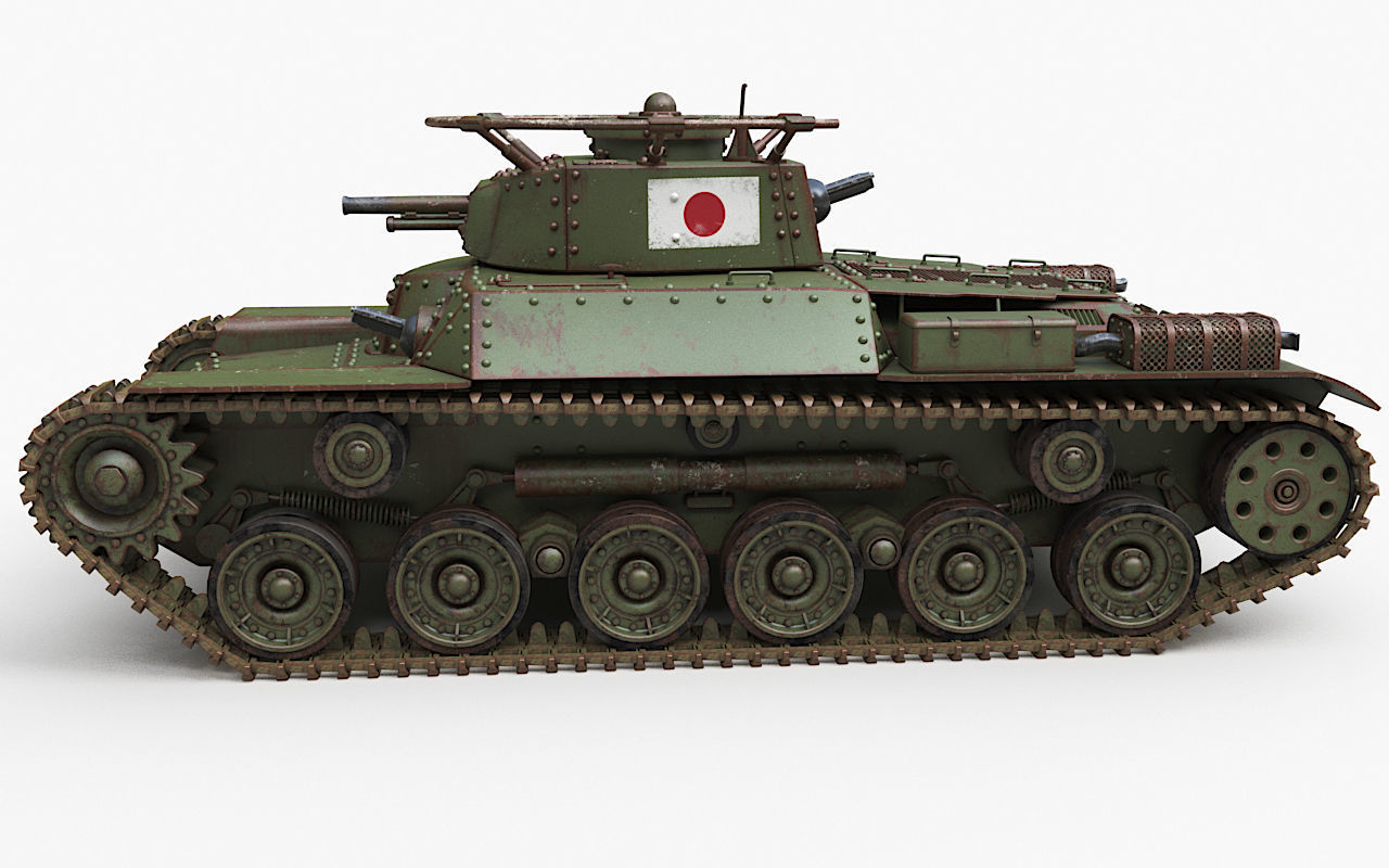 Tank Type 97 Chi Ha Green Japan Corona 3D model_57
