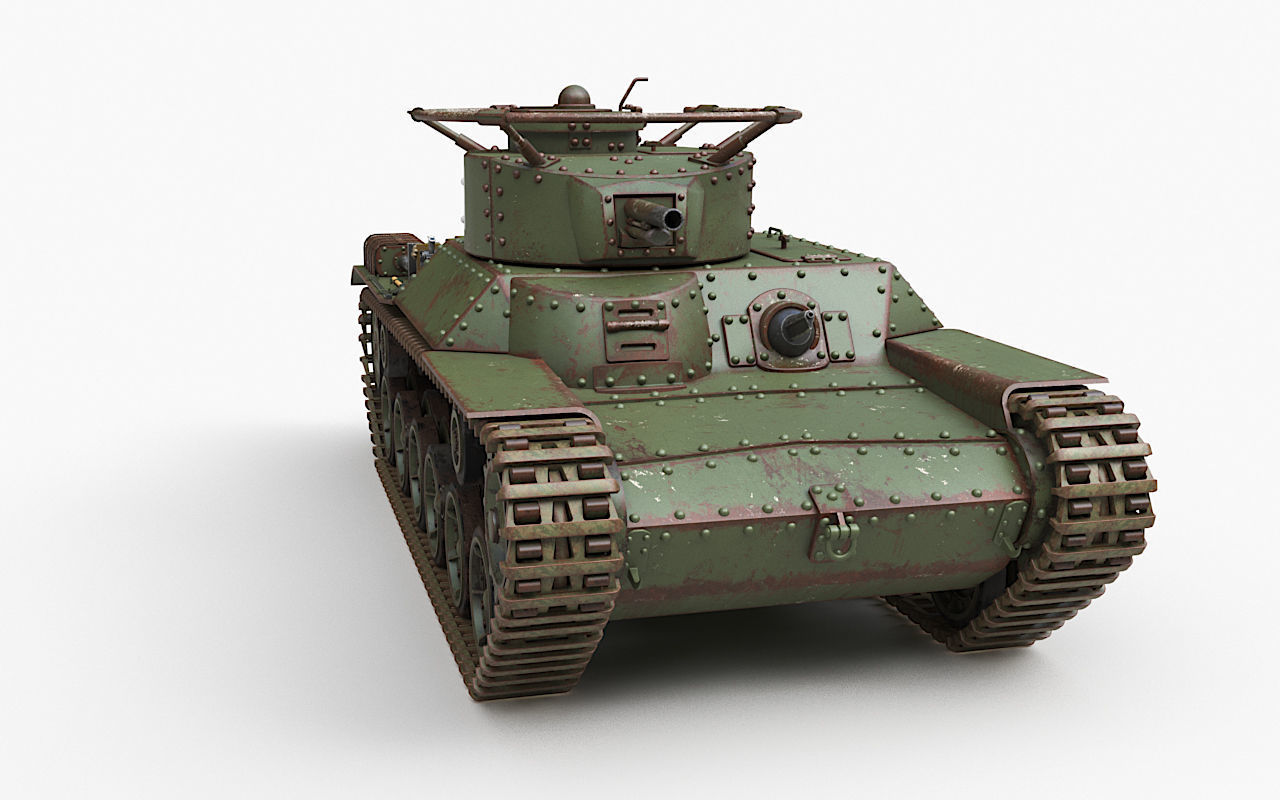 Tank Type 97 Chi Ha Green Japan Corona 3D model_31