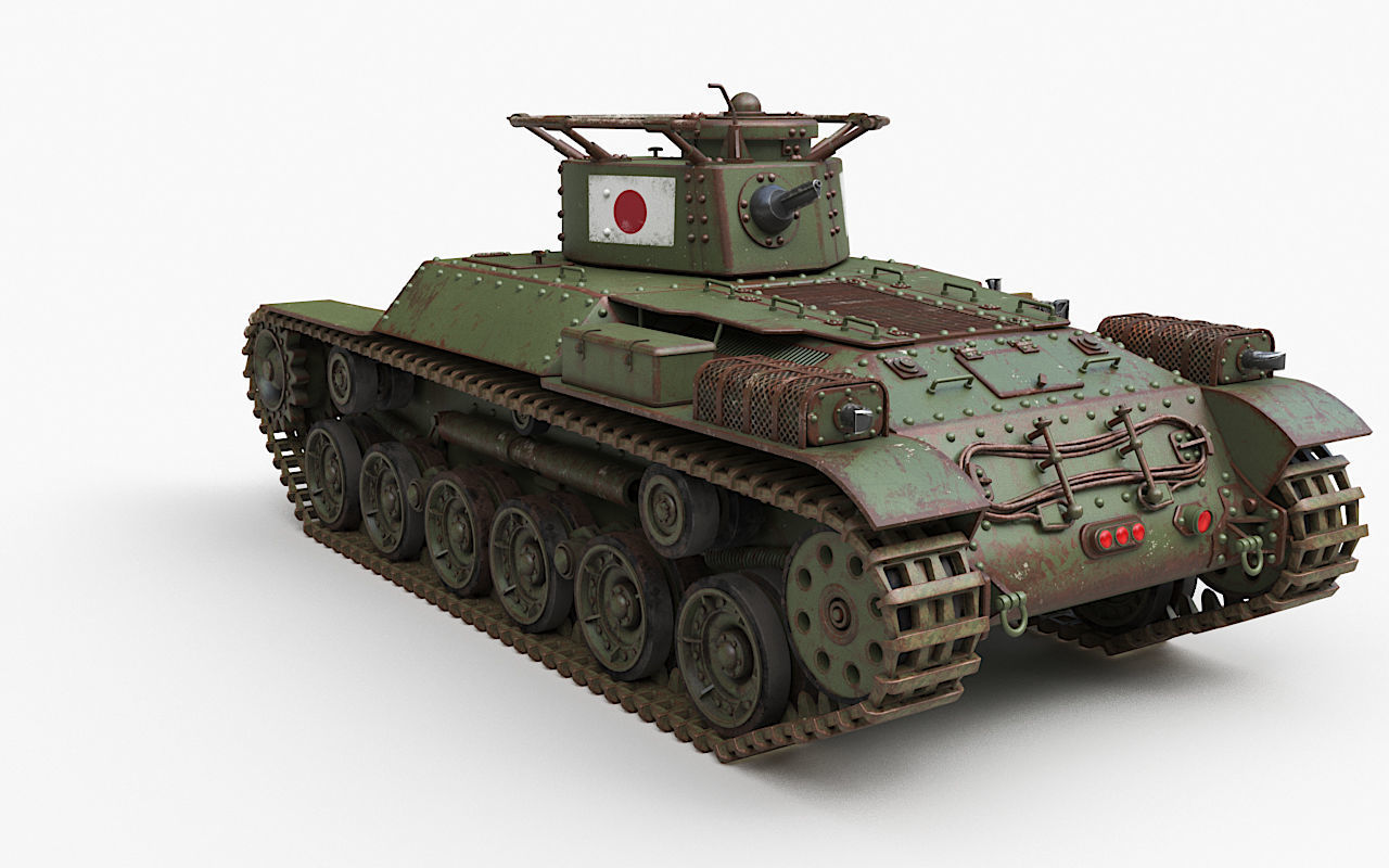 Tank Type 97 Chi Ha Green Japan Corona 3D model_51