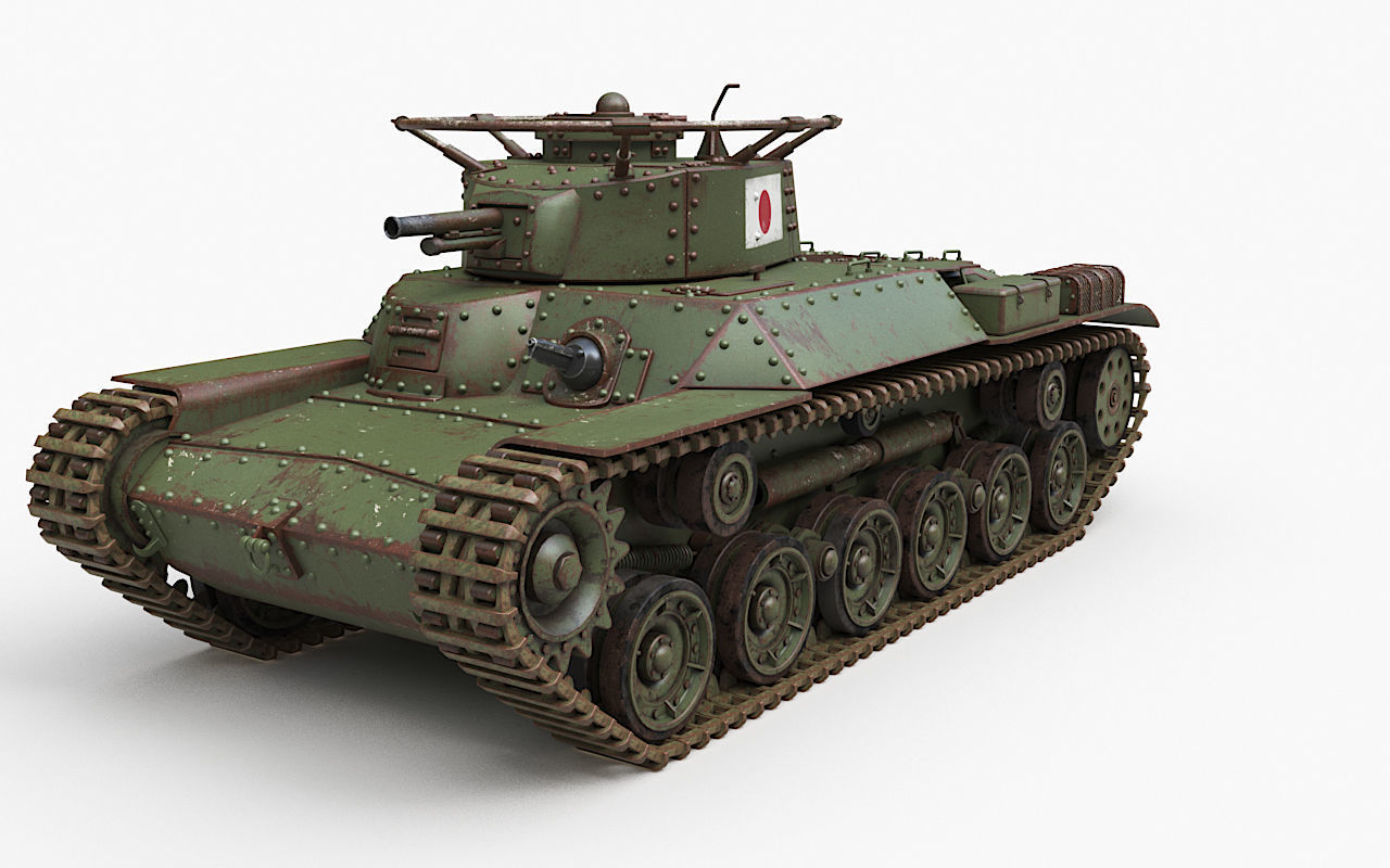Tank Type 97 Chi Ha Green Japan Corona 3D model_26