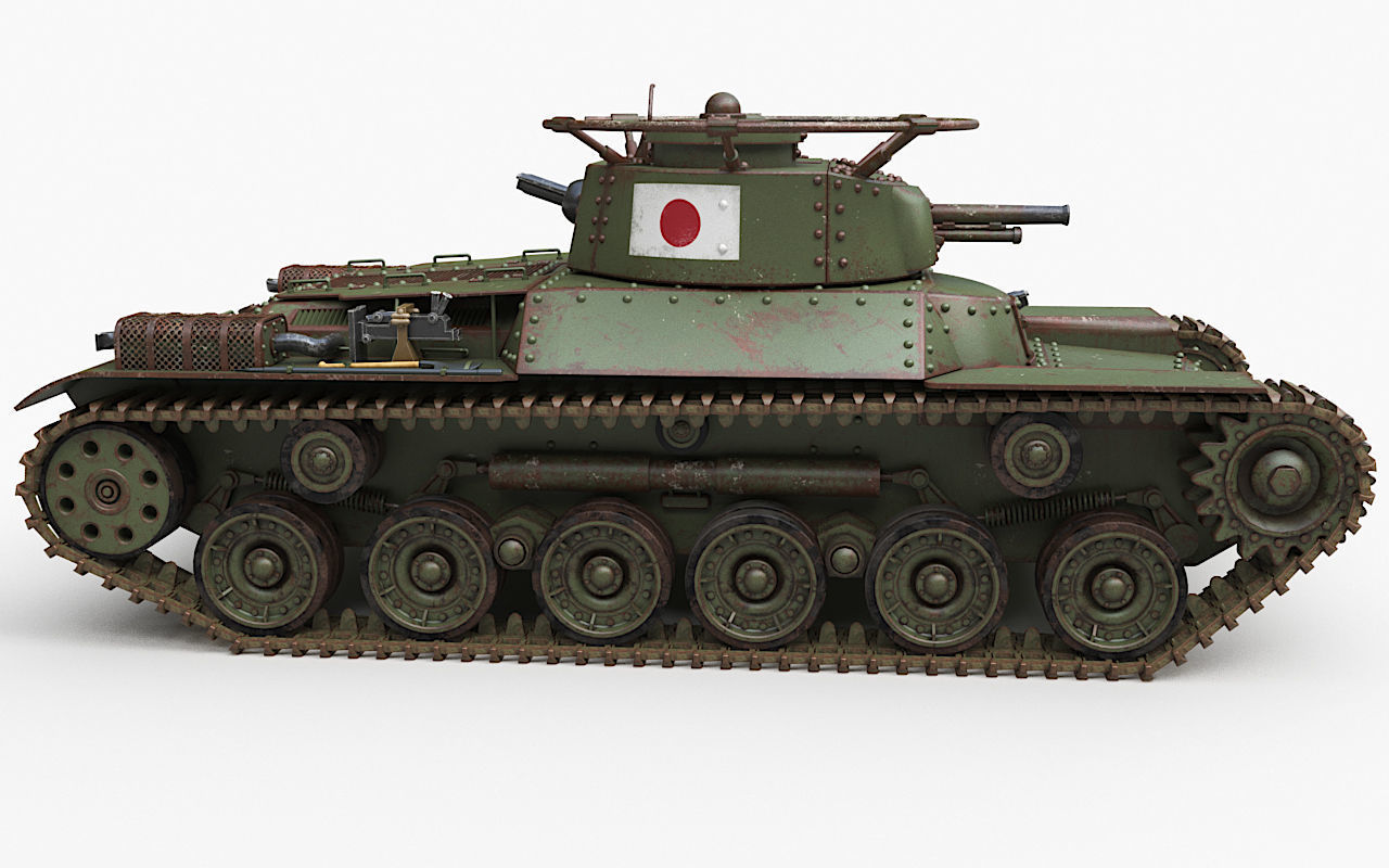 Tank Type 97 Chi Ha Green Japan Corona 3D model_38