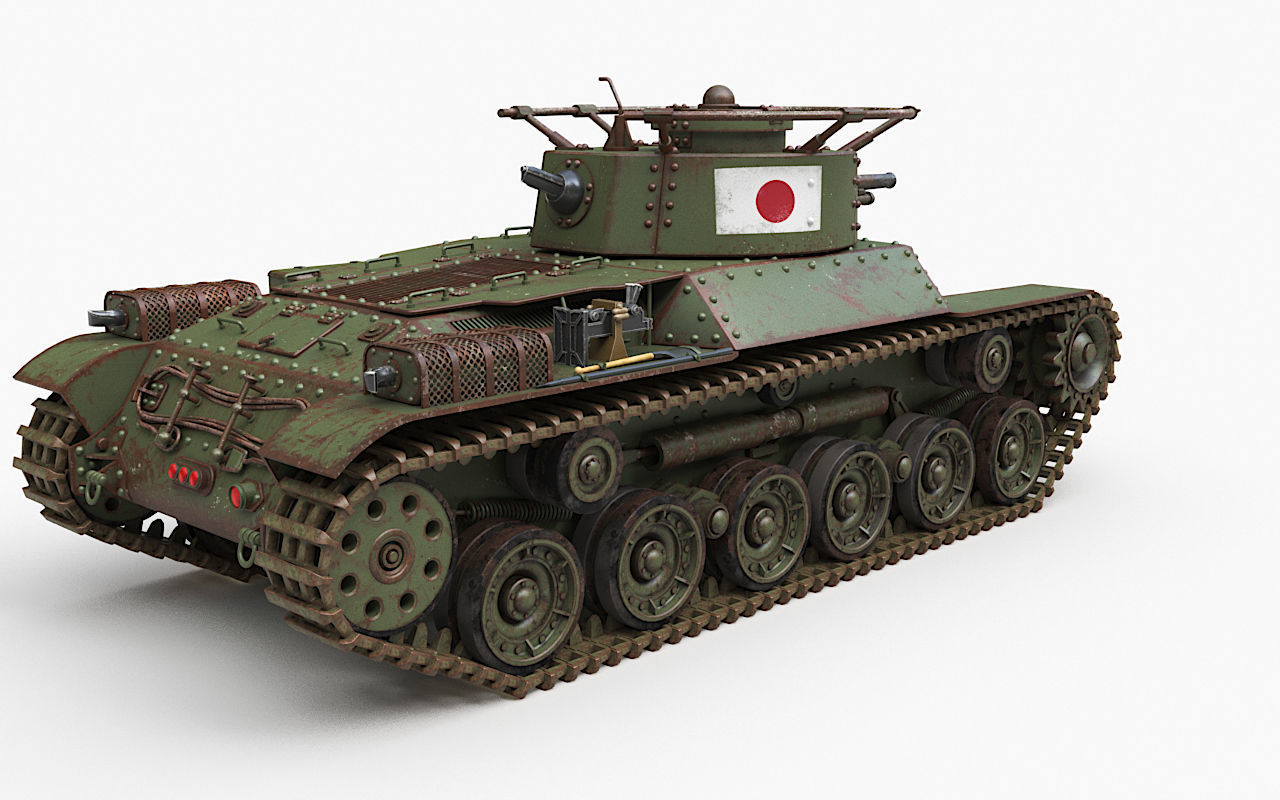 Tank Type 97 Chi Ha Green Japan Corona 3D model_43