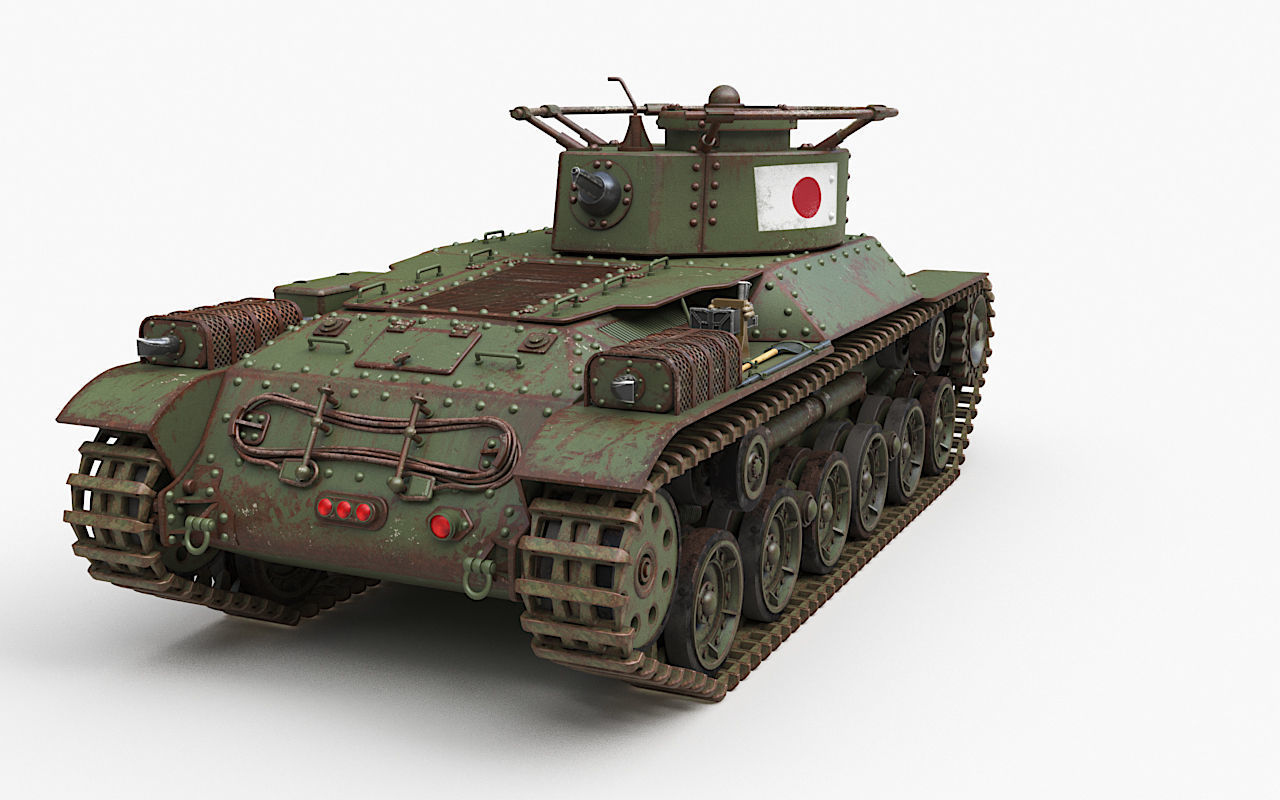 Tank Type 97 Chi Ha Green Japan Corona 3D model_45