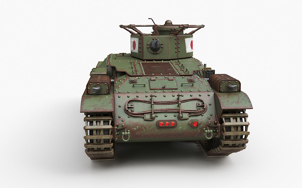 Tank Type 97 Chi Ha Green Japan Corona 3D model_48