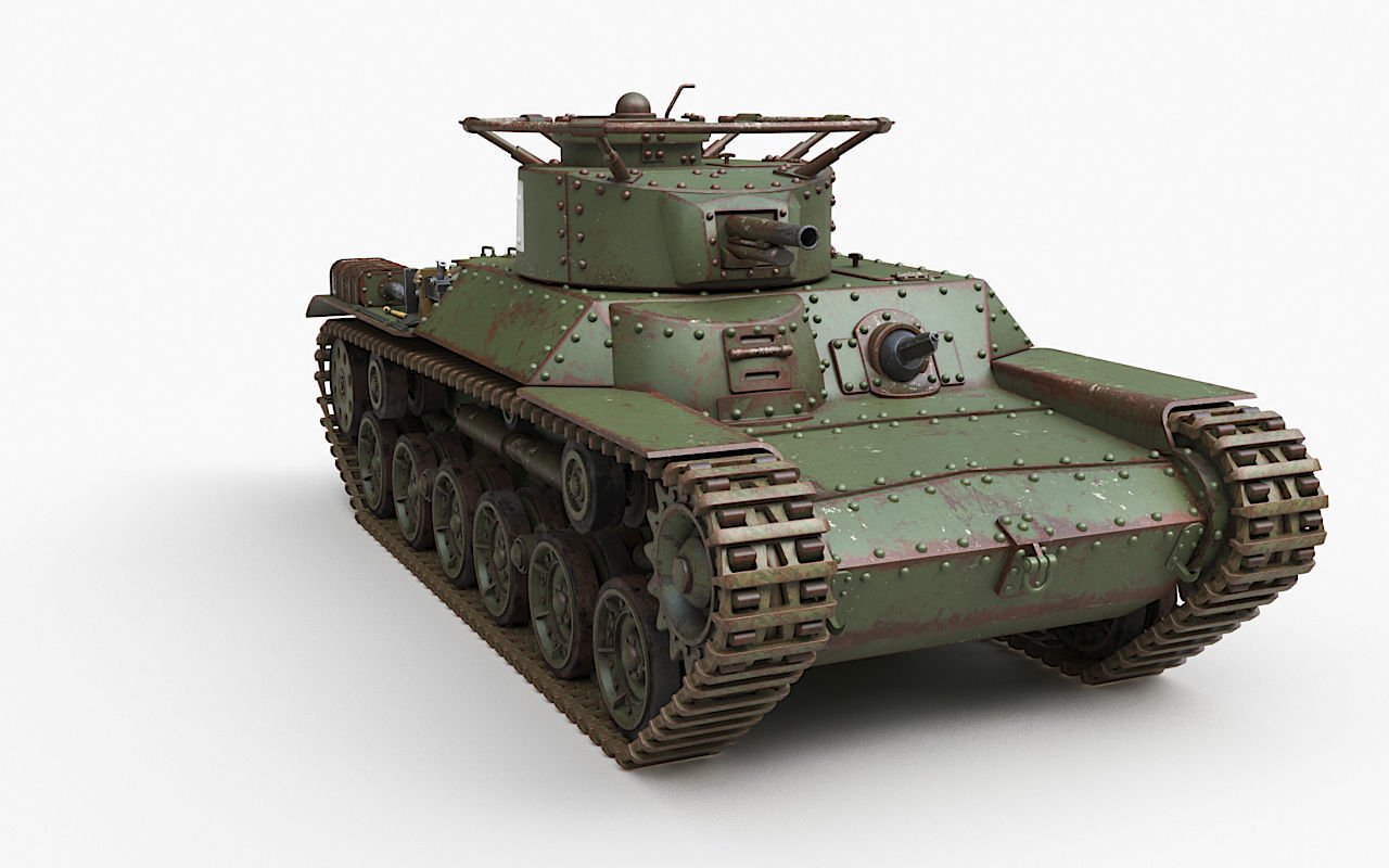 Tank Type 97 Chi Ha Green Japan Corona 3D model_32
