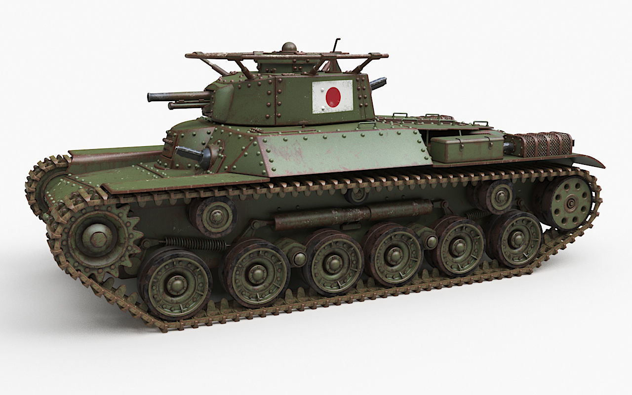 Tank Type 97 Chi Ha Green Japan Corona 3D model_59