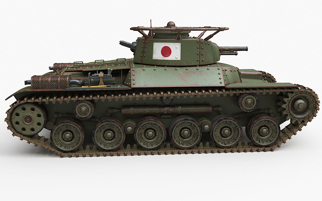 Tank Type 97 Chi Ha Green Japan Corona 3D model_39