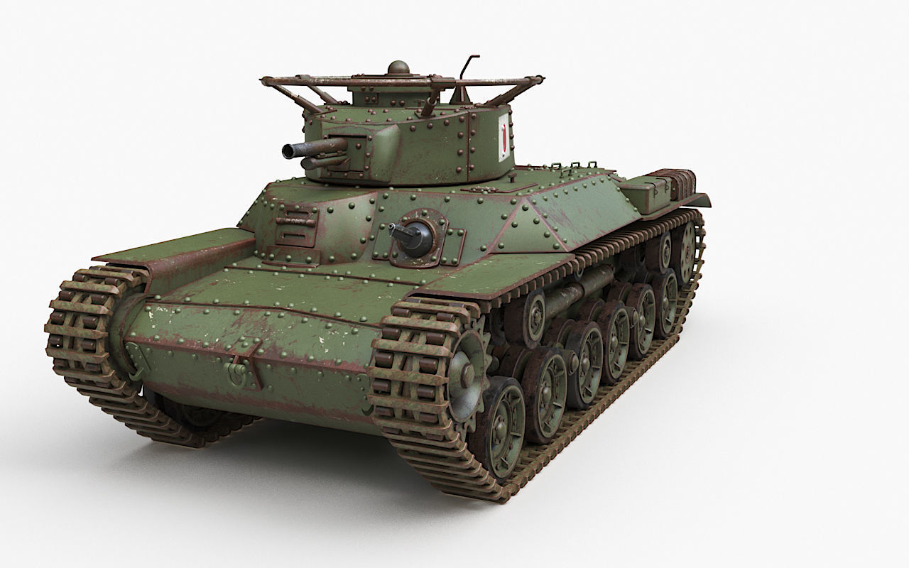 Tank Type 97 Chi Ha Green Japan Corona 3D model_27
