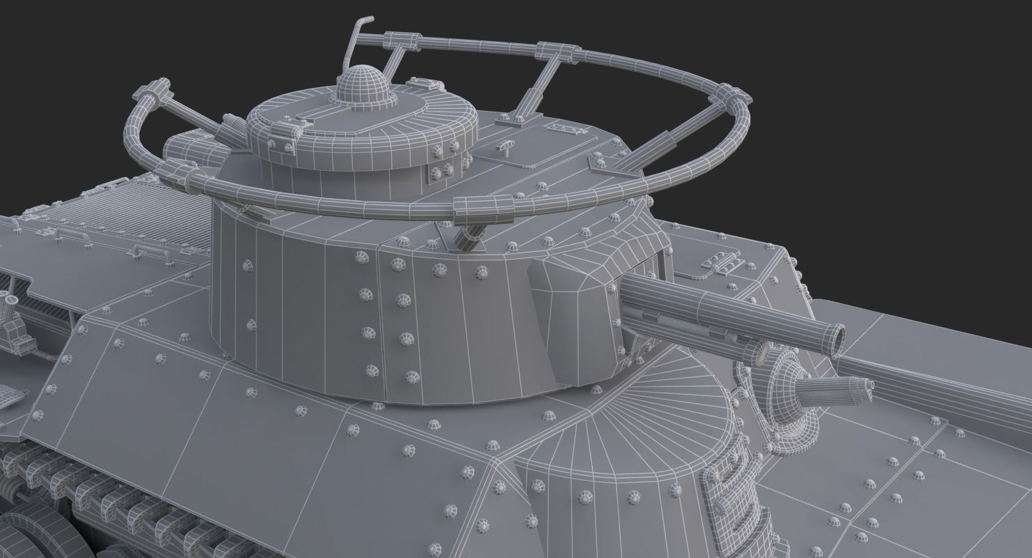 Tank Type 97 Chi Ha Green Japan Corona 3D model_15