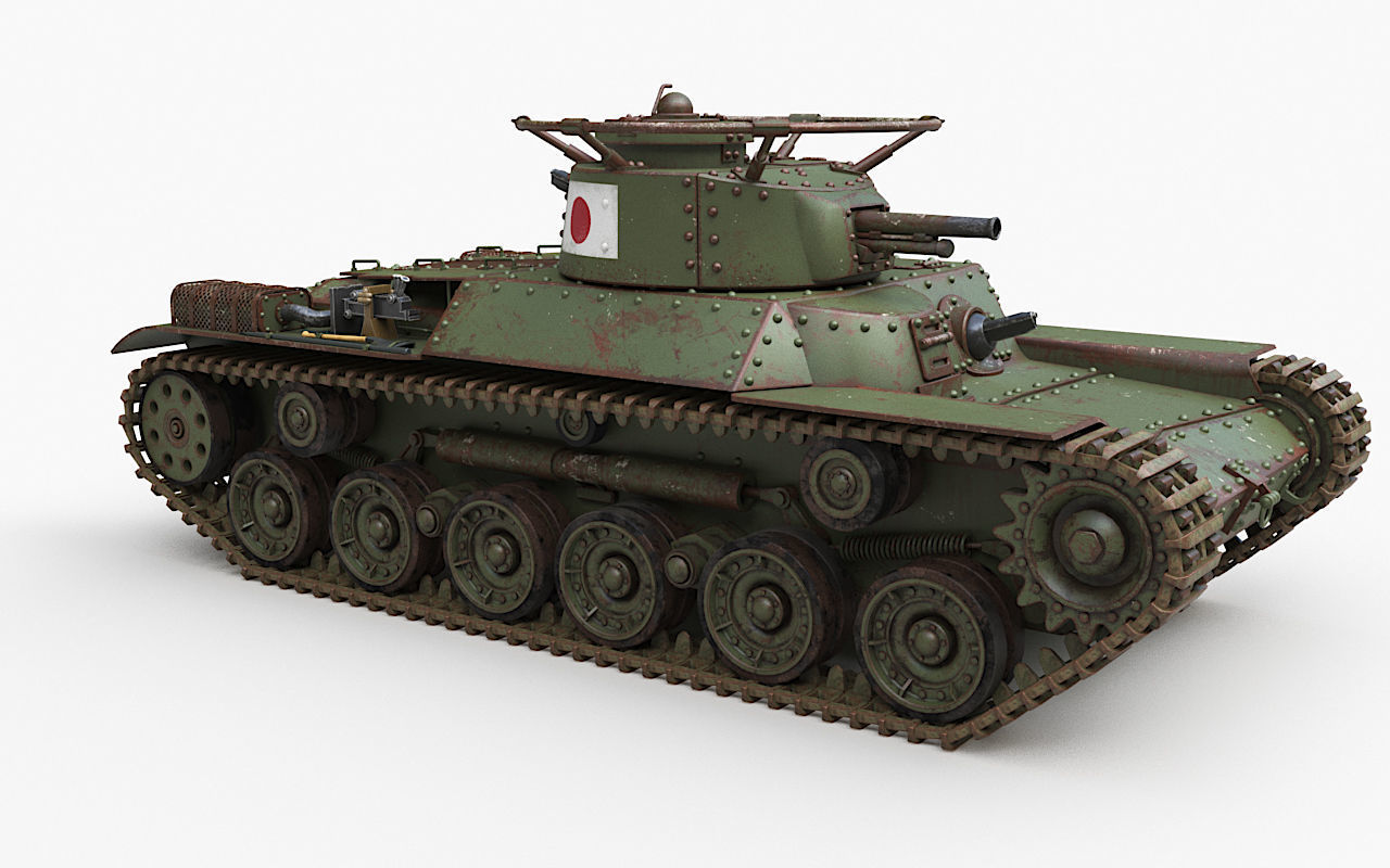 Tank Type 97 Chi Ha Green Japan Corona 3D model_35