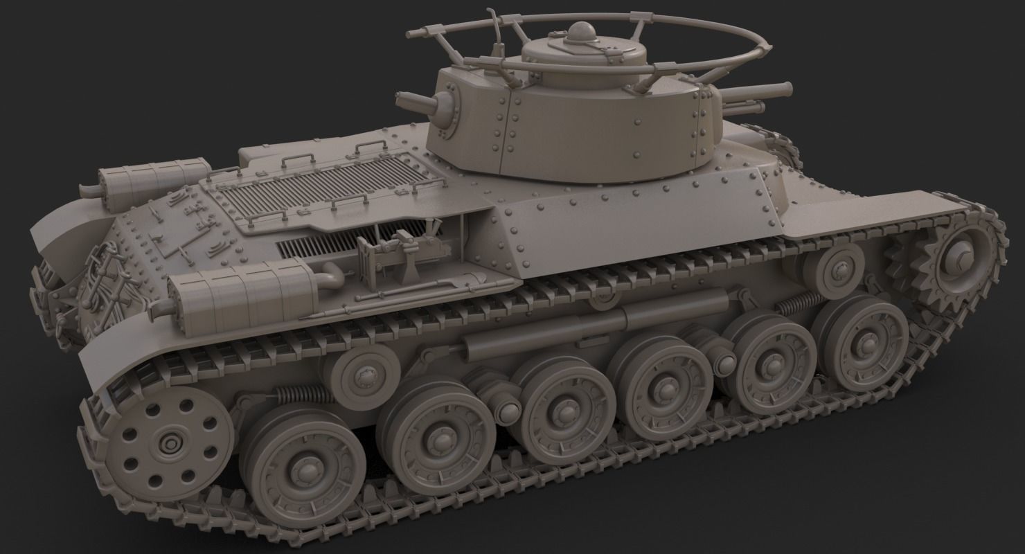 Tank Type 97 Chi Ha Green Japan Corona 3D model_21